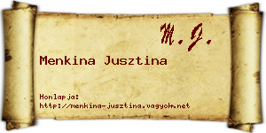 Menkina Jusztina névjegykártya